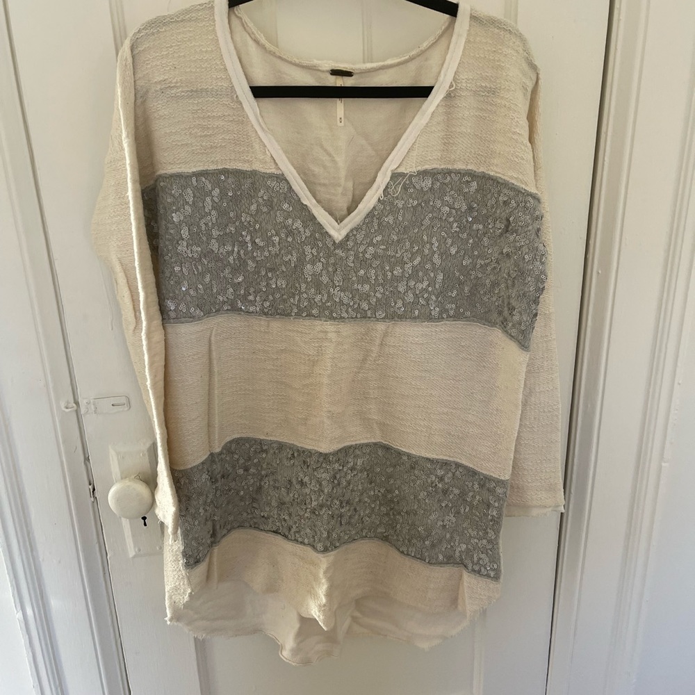 Free People sequin/cream sweater